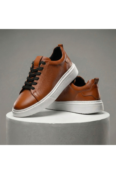 ventro Tan 100% Genuine Leather Men's Sports Sneaker with Orthopedic Sole Vt27