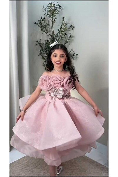 Marllow Beautiful Girls' Dress Gazar with Very Beautiful Shine