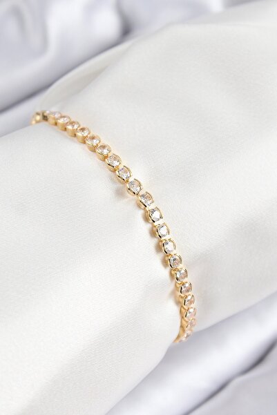 Inure Jewelry Brass Zircon Stone Row Model Gold Color Elevator Women's Bracelet