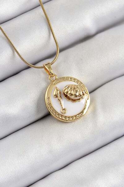 Inure Jewelry 316L Steel Chain White Enamel Artistic Portrait Oyster Model Go...