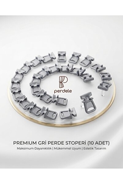 PERDELE Premium Gri Perde Stoperi Korniş Final