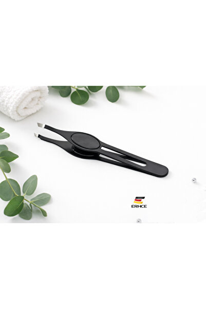 Siyah Yan Ağızlı Cımbız – Paslanmaz Çelik Profesyonel Kaş ve Kıl Alma Cımbızı