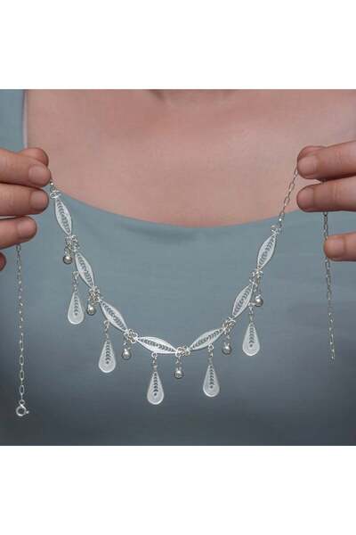 Inure Jewelry Gümüş Sonsuz Esinti Damla Telkari Kadın Kolye