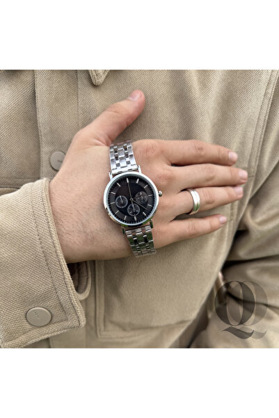 Quest Obsid Steel Case Mineral Glass Black Dial Metal Band 1 Atm Water Resist...