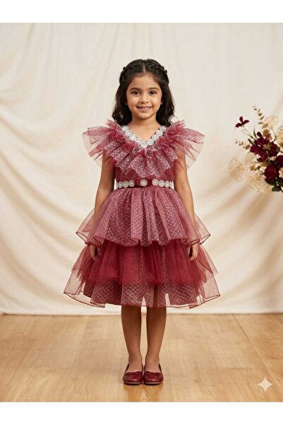 Marllow Very Beautiful Design Girl's Dress in Purple Color