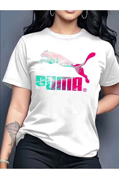 LİNA06 Elegant And Stylish Women'S Round Neck Pullover T-Shirt with Printed P...