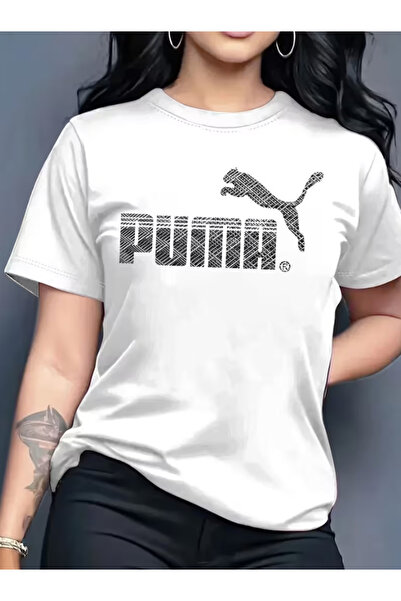 LİNA06 Elegant and Stylish Printed Pattern Women's Crew Neck Pullover T-shirt