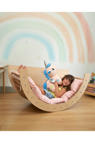 Muyuru Montessori Ahşap Kapaklı Pikler Halkası Minderli 6’sı Bir Arada Aktivi...