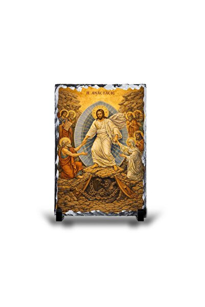 GIFTS4ALL Icoană Învierea Domnului pe Ardezie Naturală – Cadou Religios Premi...