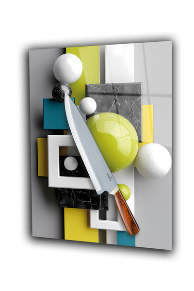 home dekors Bright Geometric Shapes, Glass Cutting Board and Presentation Tra...