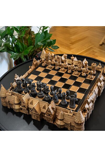 ZupZup Luxury Chess Royal Fortress | 43 x 40 x 13 | Gold & Black Zirconium | ...