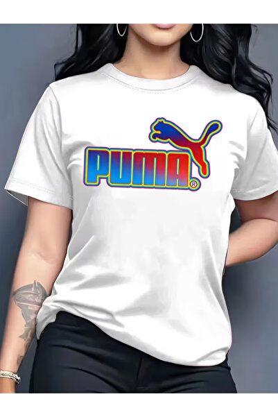 LİNA06 Elegant and Stylish Printed Pattern Women's Crew Neck Pullover T-shirt