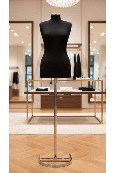 Raffar Terzi Mankeni Süngerli Prova Mankeni Siyah Kumaş Kaplamalı 38 Beden