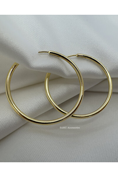 Samu Accessories Classic Plain Steel Hoop Earrings - Golden Minimalist Everyd...