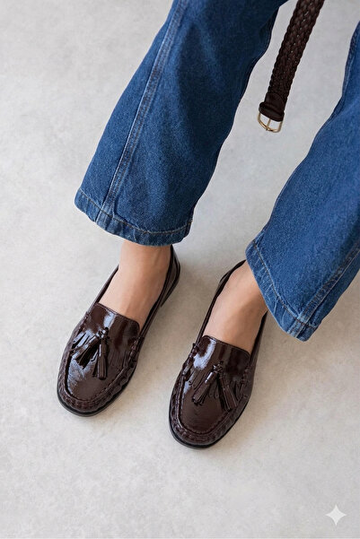 HVZ Exclusive Brown Patent Leather Tasseled Women's Casual Comfortable Ergono...