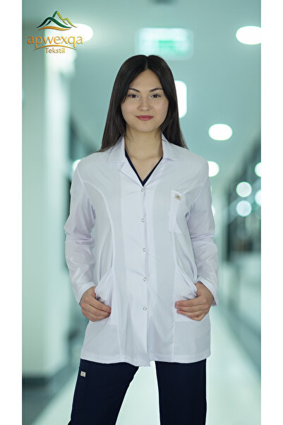 apwexqa tekstil Classical Lapel Long Sleeve Coat Oversized Lycra Doctor Nurse...