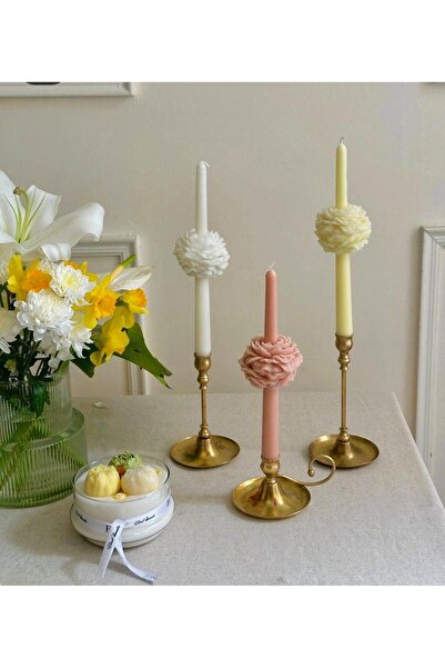 SCA CANDLE Dekoratif Mum şamdanlık Mum üçlü mum pastel Sarı Beyaz Pastel Pemb...