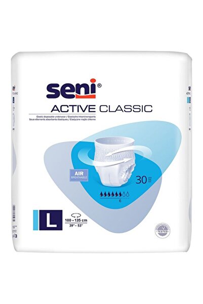 Seni Active Classic Adult Diapers, L, 30 pcs