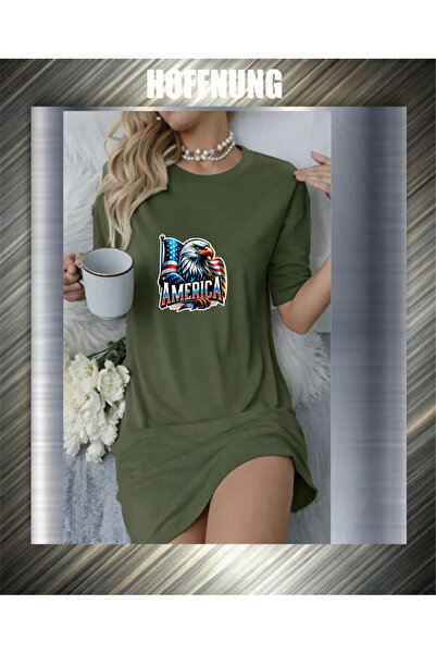 HOFFNUNG Unisex Short Sleeve Round Neck Flag Eagle America Printed Solid Colo...