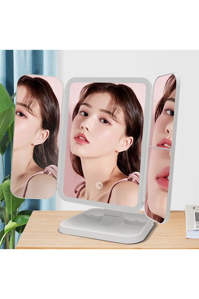 Generic Makeup Mirror with Lights, 1X 2X 3X Magnification & 3 Color Modes, Touch Screen, Dual Power