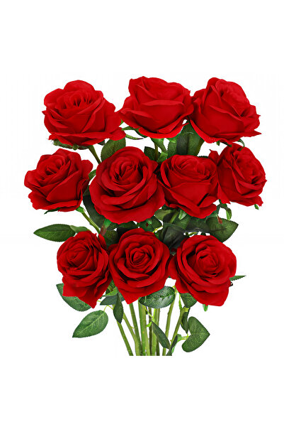 Generic 10PCS Artificial Roses Flower Fake Flowers Bouquet Realistic Long Ste...