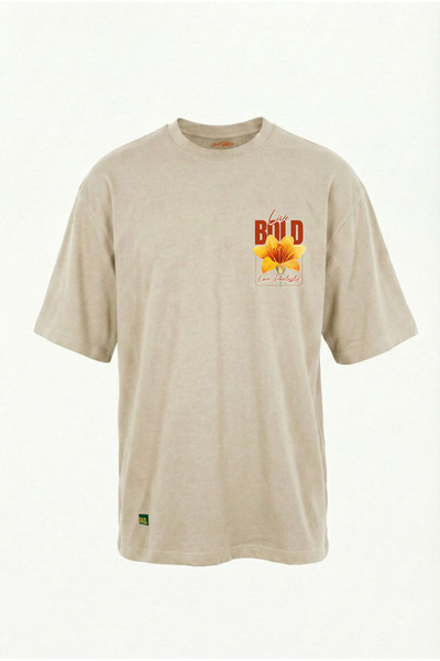 Dad&Children Unisex Live Bold Oversize T-Shirt Bone Beige