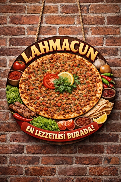 Mayeka Ușă decorativă din lemn pentru perete, cu tematică Lahmacun, pentru ke...