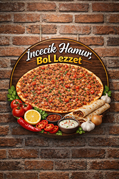 Mayeka Lahmacun Temalı Kebapçılar Restoranlar Lokantalar İçin Ahşap Duvar Kap...