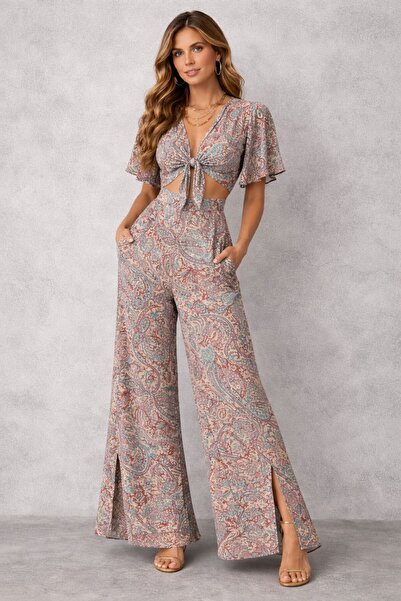 Genrice Short Sleeve Ruffled Jumpsuit