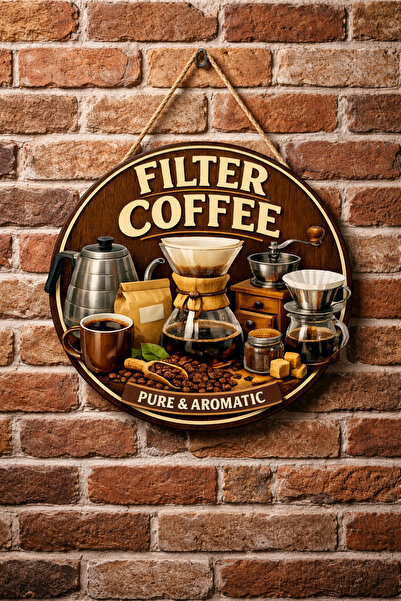 Mayeka Filtre Kahve Temalı Cafeler Kahveciler Baristalar İçin Ahşap Duvar Kap...