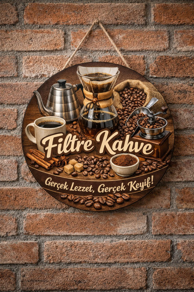 Mayeka Ornament decorativ din lemn pentru ușă de perete, cu tematică cafea fi...