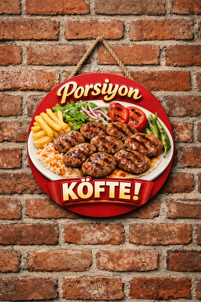 Mayeka Porsiyon Köfte Temalı Büfeler Cafeler Köfteciler İçin Ahşap Duvar Kapı...