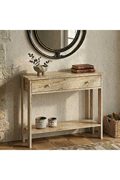 MANDOSİ 70 Cm Çekmeceli Dresuar Antre Hol Traverten