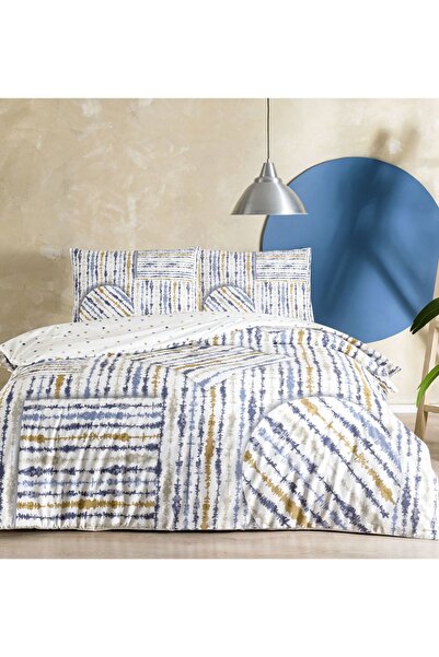 Taç 100% Cotton Double Duvet Cover Set with Elastic Sheets, Sporty Pattern