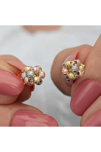 Inure Jewelry Gümüş Renkli Dorika Kadın Çivili Küpe