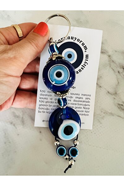 Talia&Talia Evil Eye Beaded Keychain - Ceramic and Glass