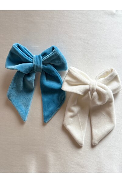 vikivin bebe مجموعة من 2 مشابك شعر مخملية - 8 سم مع مشبك أوتوماتيكي