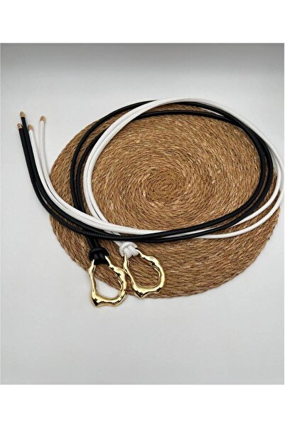 Mynoa Σετ 2 τεμαχίων: Γυναικεία ζώνη με χρυσή πόρπη και λεπτομέρεια κόμπου, ζ...