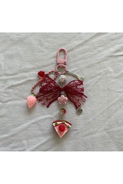 marjinalgiyim سلسلة مفاتيح على طراز بيرنتس بتصميم كوكيت مع حلية على شكل كعكة