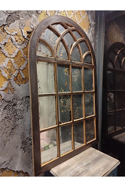 sonartdekorasyon Pencere Detaylı Büyük Boy Eskitme Aynalı Ahşap Duvar Aynası ...