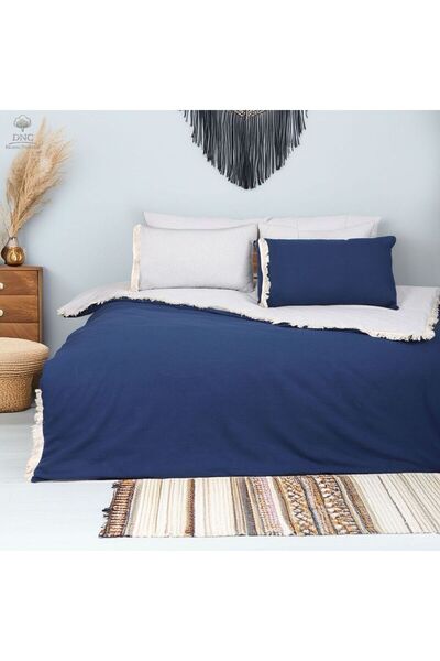 DNC home tekstil Gray Navy Blue Single Duvet Cover Set