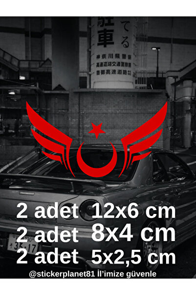 AlpiLeo Türk Bayrağı - Ay Yıldız Kanat Sticker Seti 6’lı Set - Oto Motor Cam ...