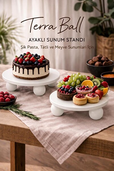 EN CONCEPT DESİNG 2’li Ayaklı Pasta Sunum Standı Tatlı Meyve Sunumluğu