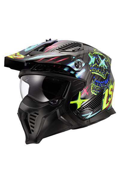 LS2 DRIFTER RAYZ SİYAH-MAVİ KASK