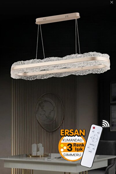 Ersan Avize Light Yemek Masası Rose Gold Kumandalı 3 Renk Özelikli Dimerli Sa...