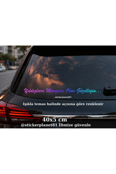 AlpiLeo Yıldızlar Manzara Olur Güzelliğin Yazılı Oto Cam Sticker 40x5 cm Araç...