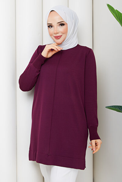 Pamuk Butik Women's Rayon Mercerized Knitwear Tunic with Middle Seam