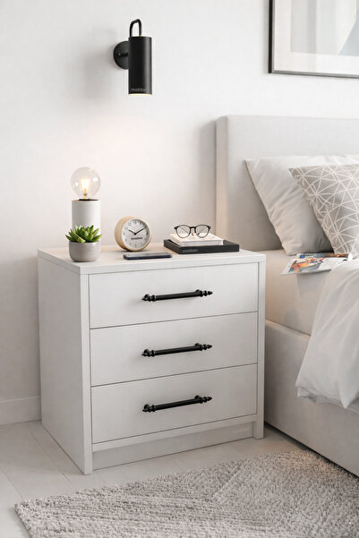 Mobben Üç Çekmeceli Komodin Yatak Yanı Yan Sehpası Başucu Yatak Odası