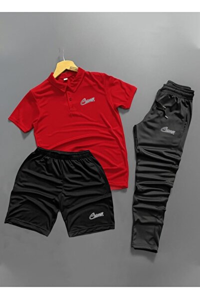 NOFLEN Polo Collar 3-Piece Chicago Men's Scuba Bottom and Top Tracksuit Set