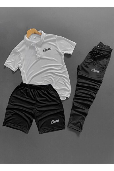 NOFLEN Polo Collar 3-Piece Chicago Men's Scuba Bottom and Top Tracksuit Set